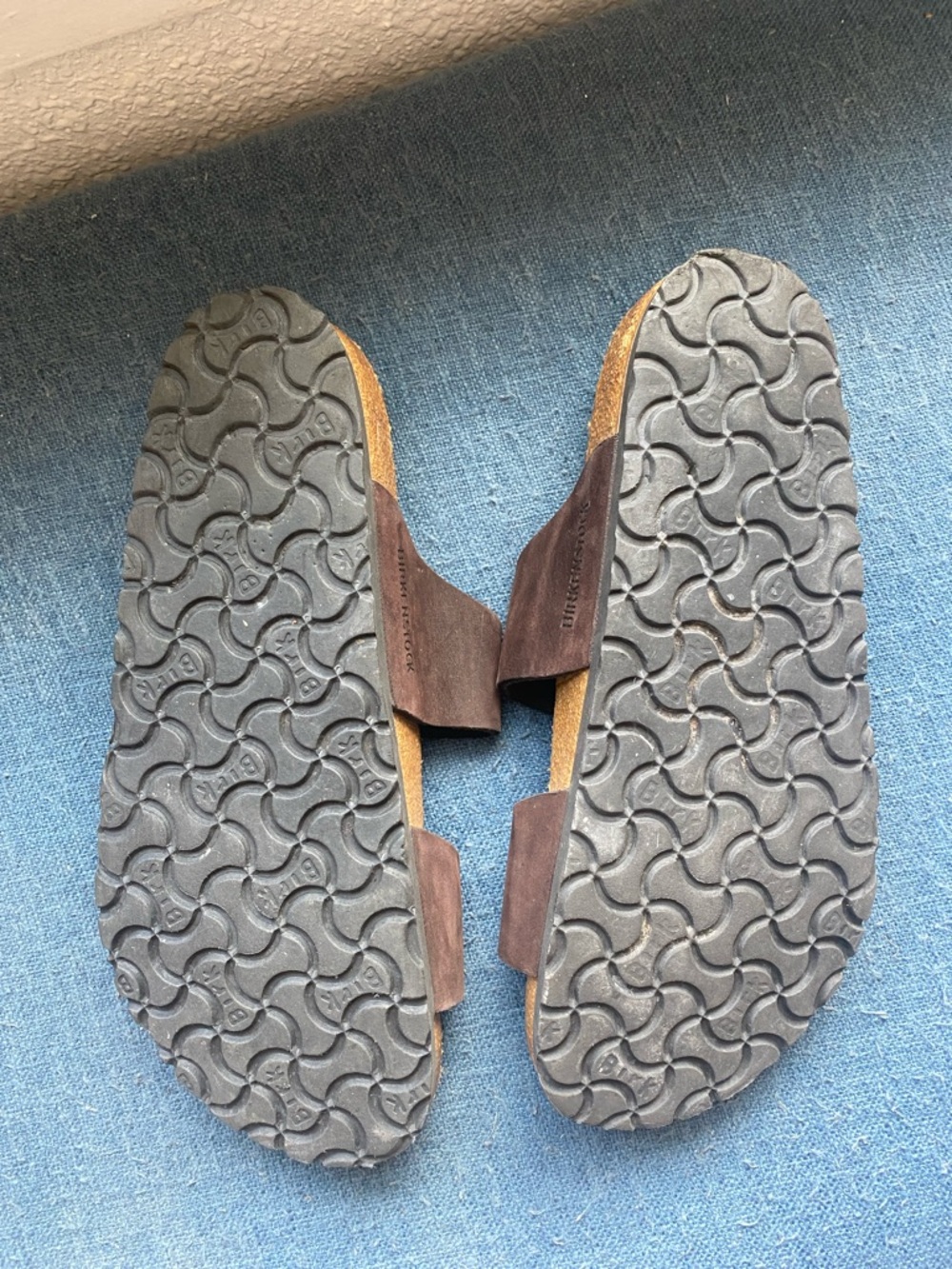 Birkenstock Brown Suede Double-Strap Slides - Picture 2 of 3